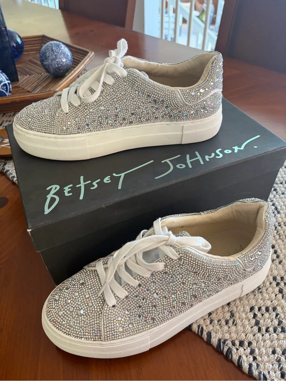 Dazzling Betsey Johnson Sidny Rhinestone Sneakers all-over crystal pave